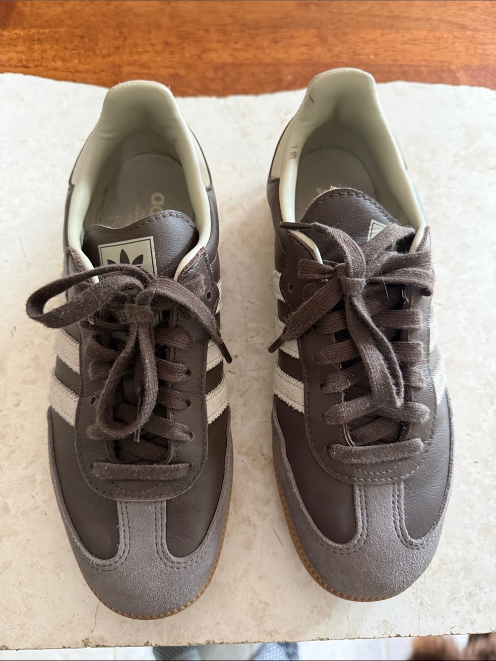 adidas Originals Brown and Cream Retro Lace-Up Sneakers